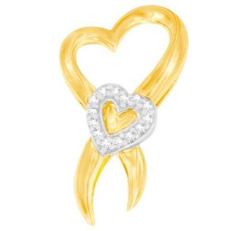 House of Brilliance 10K Two-Tone Gold 1/10 cttw Diamond Heart Pendant Necklace in Yellow at Nordstrom
