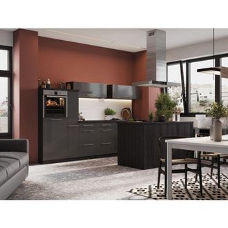 Respekta Cucina Cucinino Cucina ad Isola Rovere Grigio Amanda 310 cm Respecta Premium