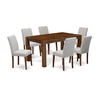 East West Furniture 7Pc Wood Dining Table Set Consists of a Wood Table and 6 Parsons Dining Room Chairs
