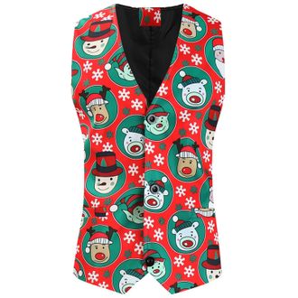 Generic Christmas Festive Mens Waistcoat - V Neck Sleeveless Slim Fit Party Dress Vest Suit