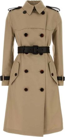 Burberry Coats - Dames - Trenchcoats - Beige - XS - Leer - Jassen