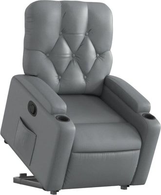 vidaXL Sill&oacute;n Reclinable Elevable Cuero Artificial Gris Vidaxl