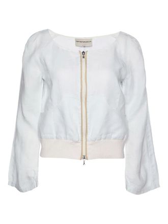 Emporio Armani linen jacket - women - Linen/Flax - M - Blue