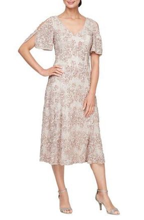 Alex Evenings Soutache Lace Cocktail Dress in Buff at Nordstrom Rack, Size 16