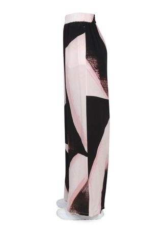 Alexander McQueen Brushstroke Graphic Silk Trousers - Black