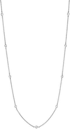 Crislu Cubic Zirconia Bezel Station Necklace in Pure Platinum/Clear Stone at Nordstrom, Size 36