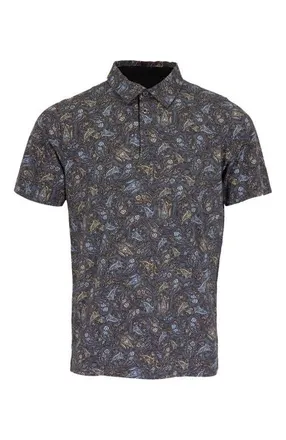 Lords of Harlech Pietro Stretch Cotton Polo Shirt in Madrid Paisley Smoke at Nordstrom, Size Xx-Large
