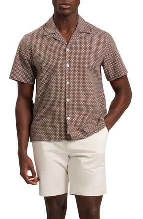 Ted Baker Merrick Geo Print Cotton Camp Shirt in Brown at Nordstrom, Size 4