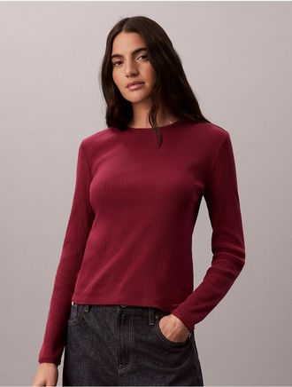 Calvin Klein Jeans Calvin Klein Womens Pointelle Knit Slim Tee - Red - XL