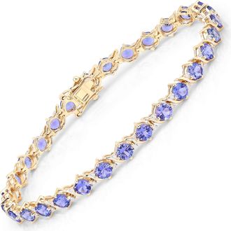 Diana M. Jewels Tanzanite ( AA+ ) Round 4mm - 29Pcs + White Diamond F/C Round 1mm( I1-I2/I color ) - 58Pcs ( White Pen Rhodium ) ( Box Lock With Double Safety )
