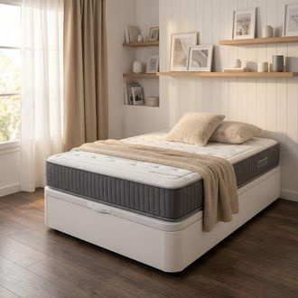 BeZen Pack canap&eacute; madera blanco + colch&oacute;n mandala 90x190 cm