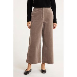 Eileen Fisher Stretch Organic Cotton Corduroy Wide Leg Ankle Pants in Taupe at Nordstrom Rack, Size Medium