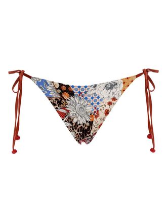 Agua Bendita Bikinislip met patchwork en gestrikte zijkant - MULTICOLOR