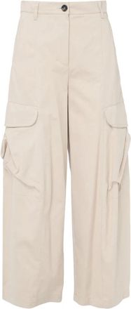 Max Mara Rosatea Wijde Broek - Dames - Wijde Broeken - Beige - XS - Wol - Broeken