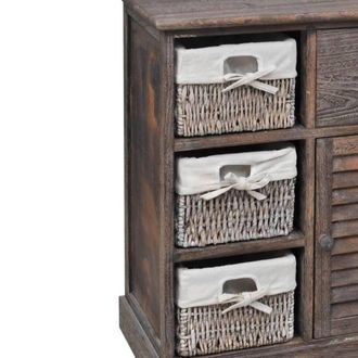 Berkfield Home Stunning Wooden Cabinet 3 Left Weaving Baskets Brown