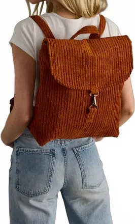 Panache Womens Corduroy Backpack In Rust