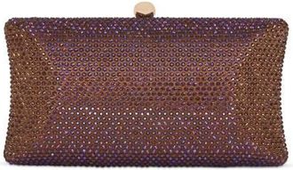 Badgley Mischka Nia Fully Crystal Beveled Minaudiere in Brown at Nordstrom, Size Small