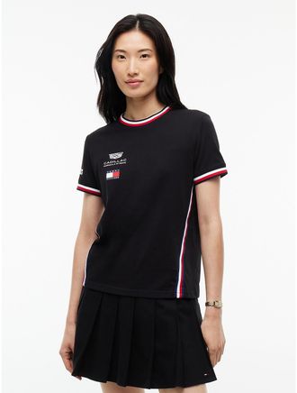 Tommy Hilfiger Womens Tommy x Cadillac F1 Team Striped Replica T-Shirt - Black - XXS