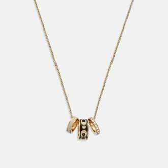 Coach Womens Kissing C Enamel Rondell Necklace - Black/Gold - One Size