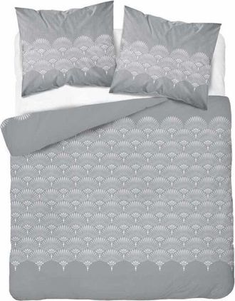 OEM Juego De Cama De Franela 220x200 Con Plumas De Pavo Real Y Roseta Gris