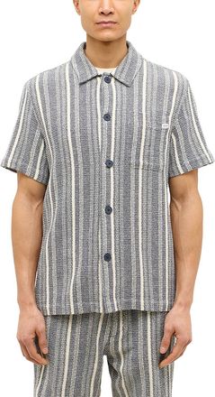 Mustang Kurzarmhemd MUSTANG Herren Style Holiday, Herren, Gr. 3XL, US-Gr&ouml;ssen, blau (blau 12740), Web, 100% Baumwolle, gestreift, relaxed fit, Hemden Kurzarmh