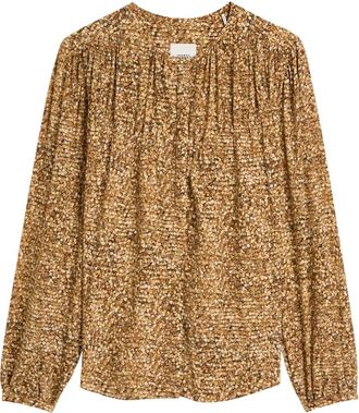 Isabel Marant Sally long-sleeve printed blouse - women - Silk/Elastane - 42 - Brown