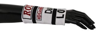 Dolce & Gabbana Mens Black White Arm Warmer DG Love Royal Wool Wrap - Multicolour Nylon - One Size