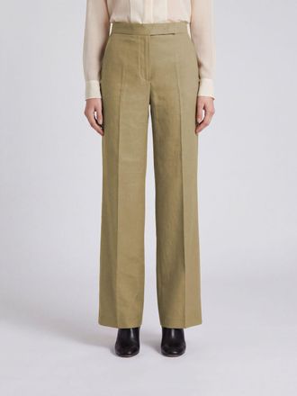 Max Mara Pantaloni straight a vita alta in lino e seta