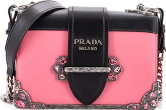 Prada Cahier Chain City Calf and Saffiano Small crossbody bag - Zwart