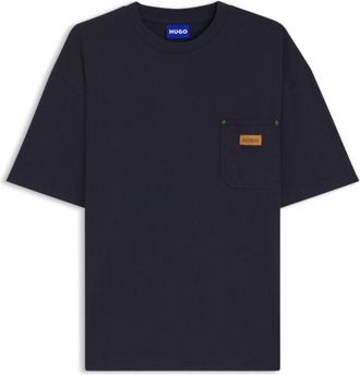 HUGO BOSS Loose-fit T-shirt in cotton with suede logo badge