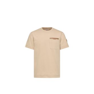 Moncler Moncler Leather-trimmed Cotton T-shirt, Men, Beige, Size: 3xl