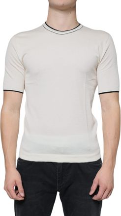 Dolce & Gabbana Mens Short Sleeve Crew Neck Tshirt - Ivory Cashmere - Size EU 44 (Mens)