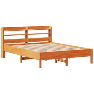 vidaXL Cama Sin Colch&oacute;n Madera Maciza Pino Marr&oacute;n Cera 150x200 Cm Vidaxl