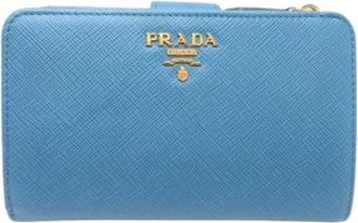 Prada Pre-owned Saffiano Bi-fold Portemonnee - Dames - Vintage Accessoires - Blauw - ONE Size - Leer - Vintage