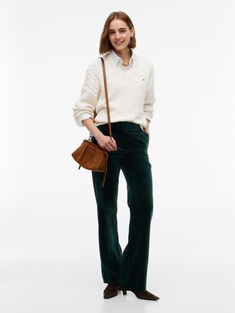Tommy Hilfiger Womens Velvet Slim Bootcut Pant - Deep Evergreen - 4