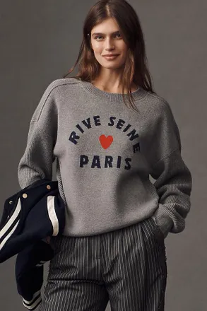 Maeve Graphic Ribbed-Hem Sweater