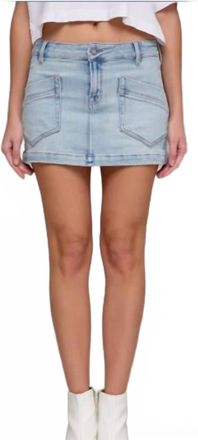 Hidden Jeans Peyton Patch Pockets Mini Skirt In Light Denim