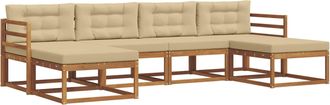 vidaXL Conjunto De Sof&aacute;s De Exterior 6 Uds. Natural Y Beige Vidaxl