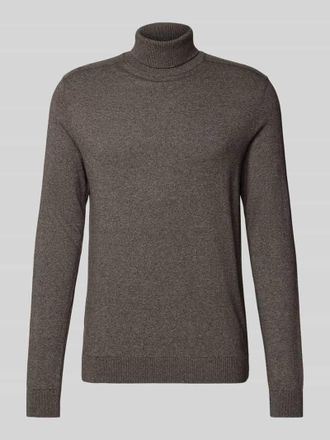 Selected Regular Fit Rollkragenpullover aus reiner Baumwolle Modell BERG in Dunkelbraun Melange, Gr&ouml;&szlig;e XXL