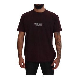 Dolce & Gabbana Tops, Heren, Rood, S, Katoen, Elegant bordeaux T-shirt met ronde hals