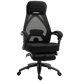 Vinsetto Mesh Swivel Task Chair for Home Office Desk Recliner w/ Footrest Black | TJ Hughes