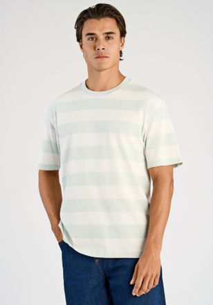 Lindbergh Kurzarmshirt LINDBERGH, Damen, Gr. XXL, faded aqua, Jersey, Obermaterial: 100% Baumwolle, gestreift, regular fit h&uuml;ftbedeckend, Rundhals, Shirts Kurza