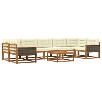 vidaXL Conjunto De Sof&aacute;s De Exterior Con Coj&iacute;n 8 Pcs Natural Y Crema Vidaxl