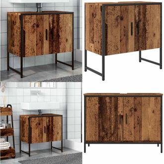 vidaXL Mobile Lavabo Bagno Legno Antico 60x33x60 cm Legno Multistrato - Lavabo - Armadio da bagno