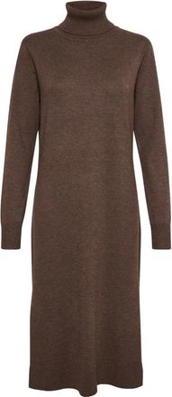 Saint Tropez Bruin Melange Rolnek Lange Jurk - Dames - Kleedjes - Bruin - S - Kleedjes