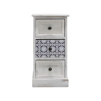 Mobili Rebecca Mobili Rebecca - Rebecca Mobili Mesita De Noche De Madera Azul Y Blanca Con 3 Cajones Dormitorio Shabby Chic 59,5x30x