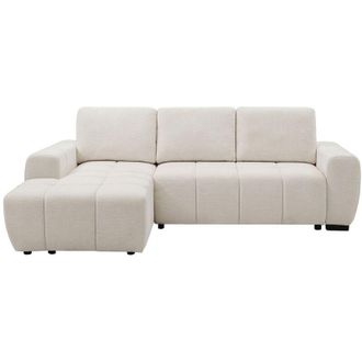 Vente-Unique Divano angolare sinistro convertibile in tessuto ciniglia beige KOUMALO