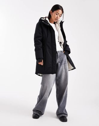 Hollister Parka lungo blu navy con cappuccio