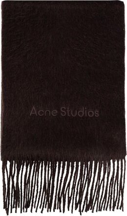 Acne Studios Alpaca Wool Logo Sjaal - unisex - Accessoires - Bruin - Maat: ONE Size Wol
