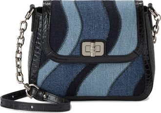 Brahmin Gianna Croc Embossed Leather Crossbody Bag in Retro Blue Lismore at Nordstrom
